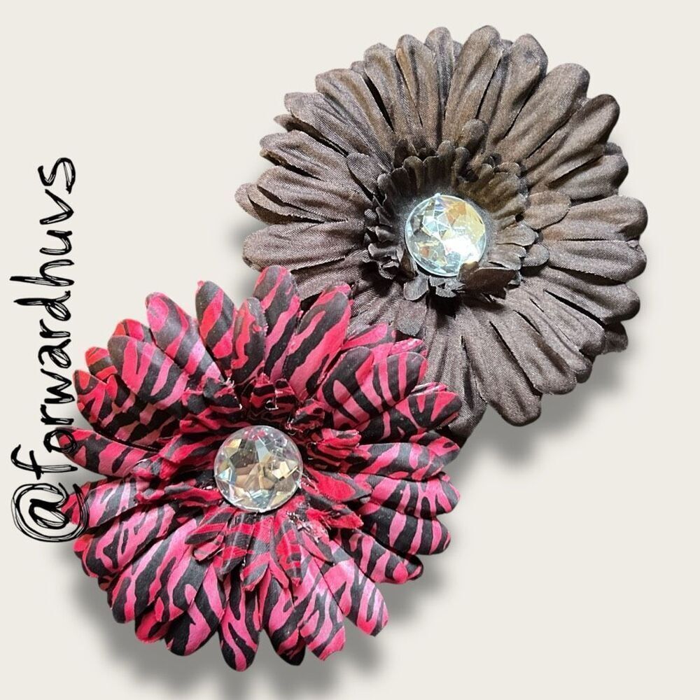 Large Floral Hair Clip / Barrettes x 2